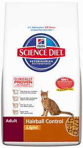 Science Diet Cat - Hairball Control Light, Adult