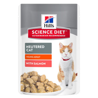 Science Diet Cat - Young Adult Neutered Cat with Salmon Tender Chunks in Gravy Pouches