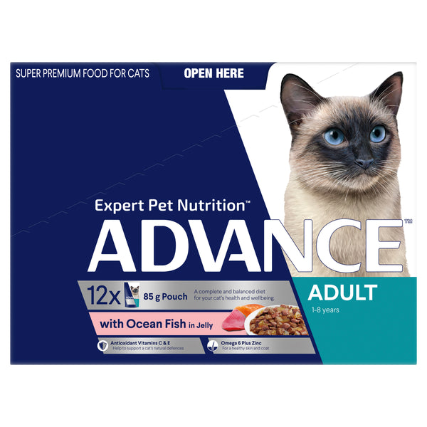 ADVANCE Adult Wet Cat Food Ocean Fish In Jelly Pouches