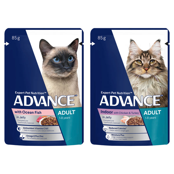 ADVANCE Adult Wet Cat Food Ocean Fish, Indoor Chicken & Turkey In Jelly