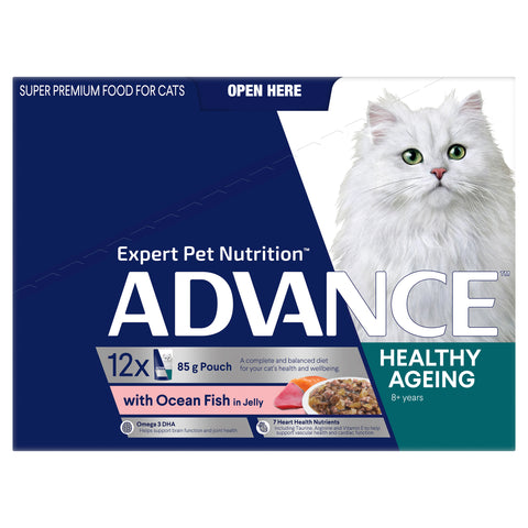 ADVANCE Healthy Ageing Wet Cat Food Ocean Fish In Jelly Pouches