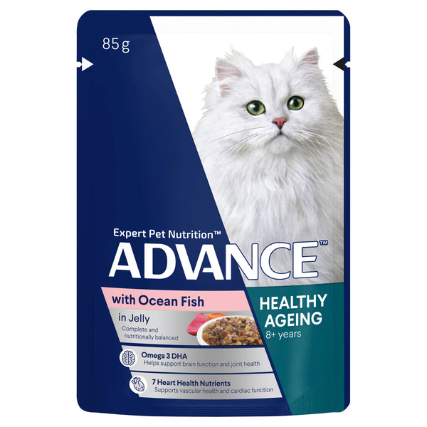 ADVANCE Healthy Ageing Wet Cat Food Ocean Fish In Jelly Pouches