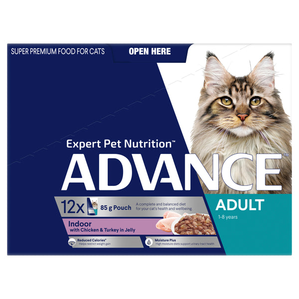 ADVANCE Indoor Adult Wet Cat Food Chicken & Turkey In Jelly