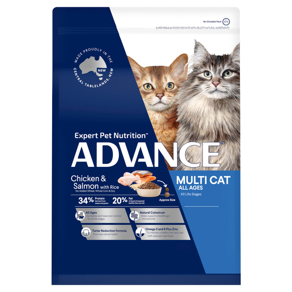 ADVANCE Multi Cat Dry Cat Food Chicken & Salmon with Rice
