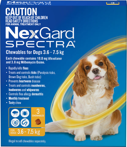 Nexgard Spectra - Nexgard Spectra Chews Small Dogs 3.6-7.5kg (YELLOW)