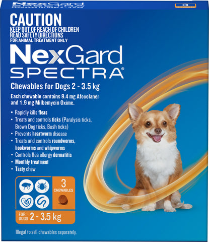 Nexgard Spectra - Nexgard Spectra Chews Extra Small Dogs 2-3.5kg (ORANGE)