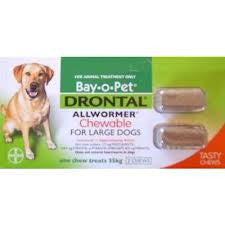 Drontal Dog - Drontal Dog Allwormer Chewable 35kg - Large Breed Dogs